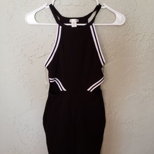 Black Fitted Dress with Rips on Side